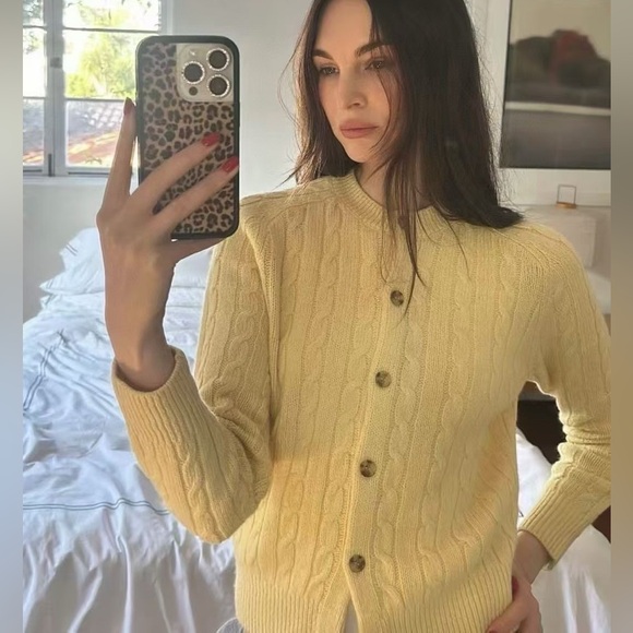 Doen Yellow Cable Knit Cardigan - Picture 8 of 11